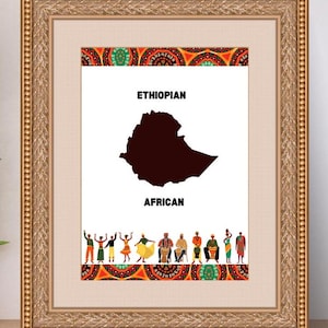 エチオピアとアフリカの壁画、ミニマリストのエチオピア地図ポスター