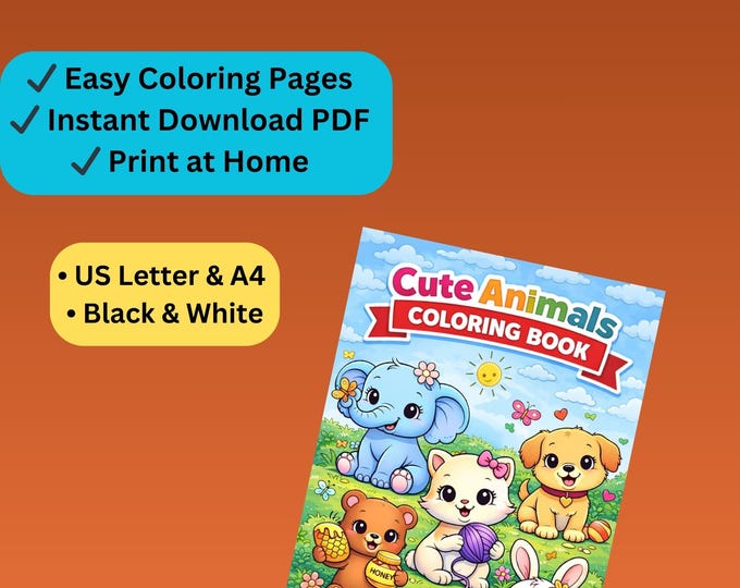 120 Cute Animal Coloring Pages for Kids Vol1 | Printable Activity for ...