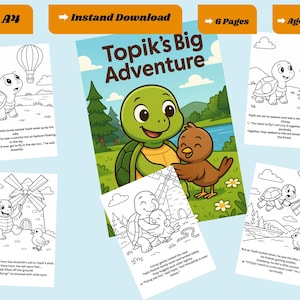 histoire à colorier imprimable pour les enfants | Cahier d'activités préscolaires pour les 3-6 ans | Aventure | Histoire | Téléchargement instantané PDF Éducation préscolaire | Numérique
