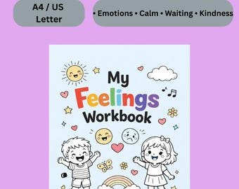 My Feelings Workbook for Kids Ages 3–6 | Social Emotional Learning SEL Printable | Calm Down Emotions Activities