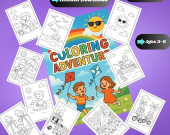 Summer Coloring Book: Fun Preschool Kids Activities (Digital Download)