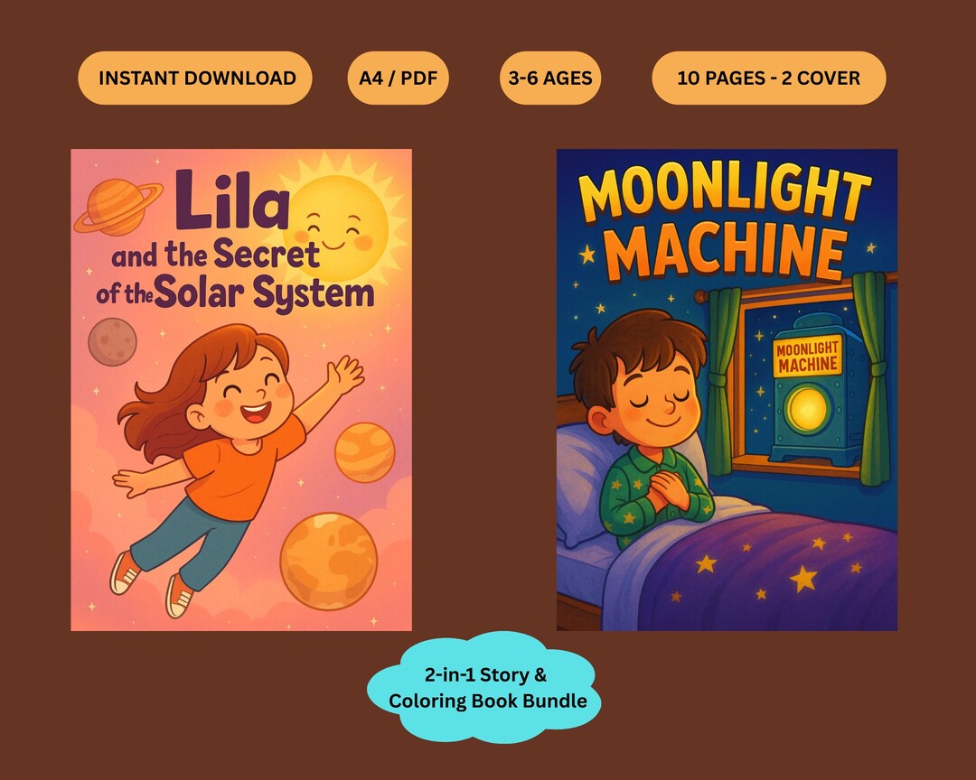 2-in-1 Printable Story & Coloring Book Bundle for Kids | Space ...