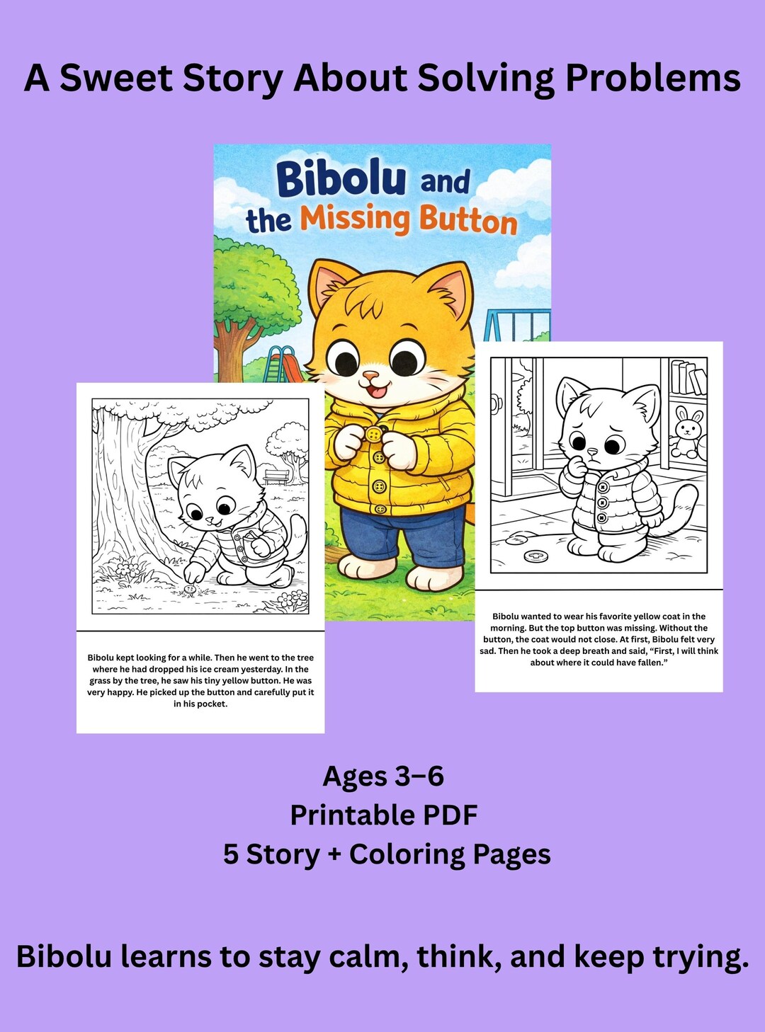 Bibolu and the Missing Button | Problem Solving Story | SEL Coloring ...