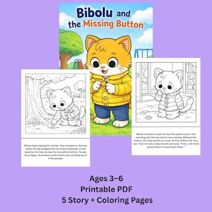 ビボルと消えたボタン｜問題解決ストーリー｜SELぬりえ｜落ち着くためのプリント｜対象年齢：3～6歳