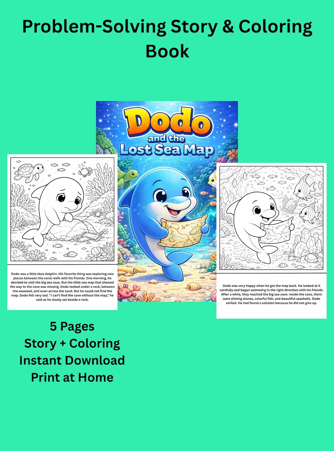 Dolphin Problem Dolphin Problem Solving Story for Kids Ages 3-6 | Printable Coloring ...