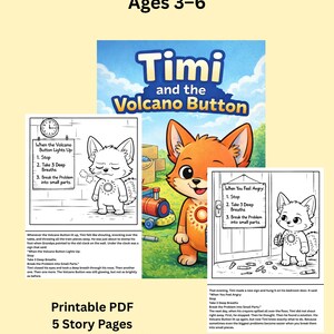 Anger Management Story for Kids Ages 3-6, Printable Coloring Book PDF, Calm Down Activity, Preschool SEL Story, Problem Solving Printable