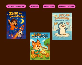 Paquete de cuentos para preescolar con actividades socioemocionales, PDF imprimible para niños, actividades sin pantallas, aprendizaje de la bondad y la imaginación, conjunto de cuento y libro para colorear