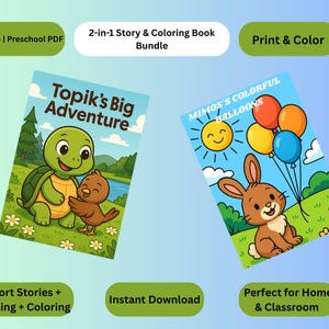 Paquete de libros para colorear de aventuras de animales: de 3 a 6 años (PDF imprimible)