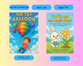 Paquete de cuentos imprimibles y libros para colorear: de 3 a 6 años (descarga digital)