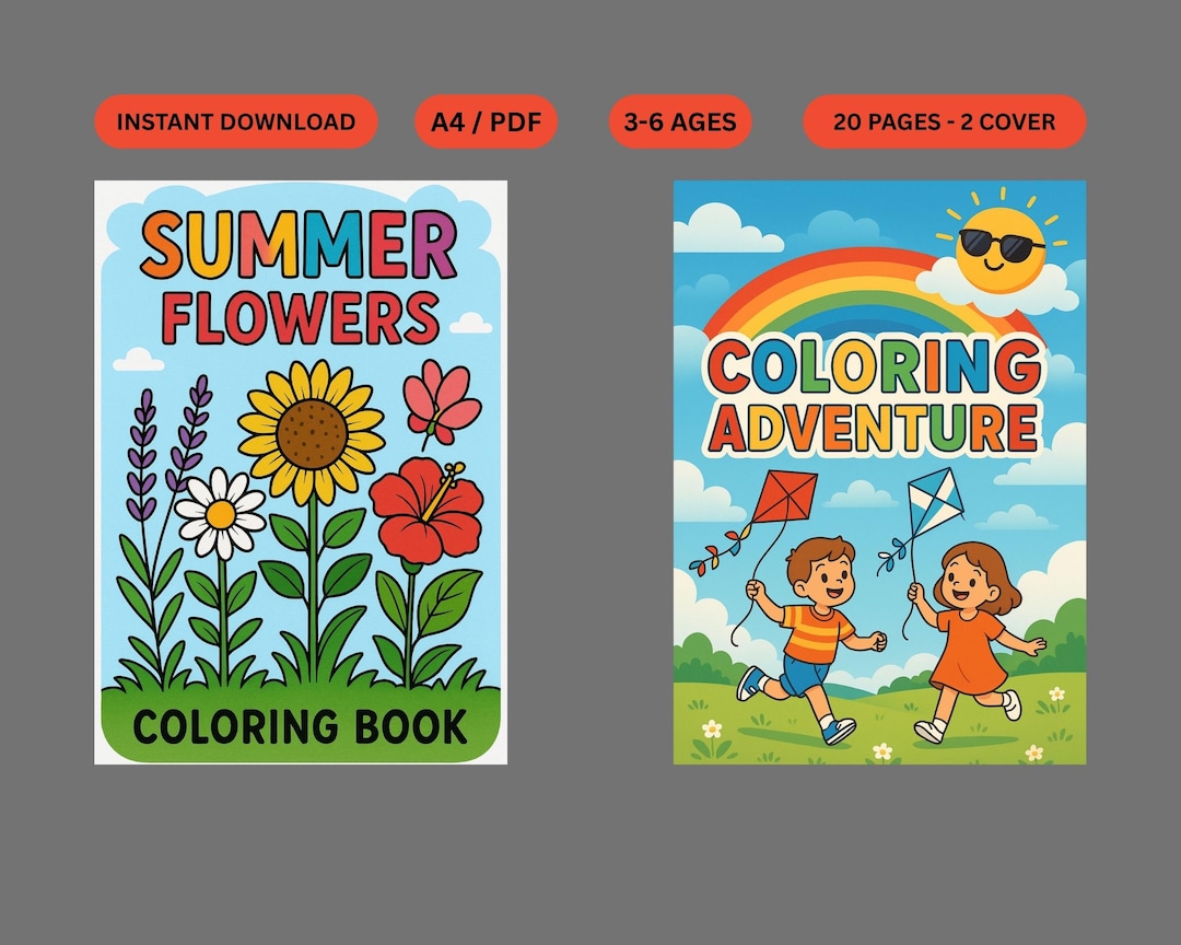 Summer Flowers Coloring Bundle for Kids | Printable Flower Pages | Rose ...