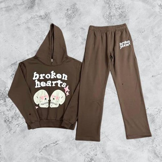 Broken Planet Inspired Tracksuit,brown Skull Hoodie Jogger