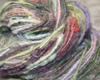 Bulky Textured Art Yarn, Corespun yarn, Handspun Art yarn, Bulky yarn, Wensleydale, Masham wools, 72yds, Hand dyed, handspun wool E53018