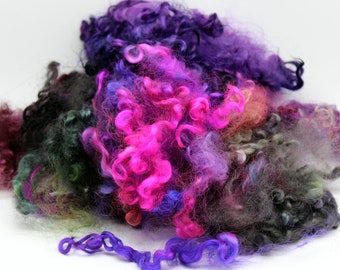 2oz Wensleydale, 6-9inch, dark multi-colored wool locks. First clip, felting, spinning, doll locks, not separated, soft and lustrous A11724