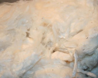 2oz Organic Ginned Cotton Fiber: Natural White Spinning, Stuffing