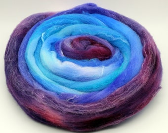 Hand Dyed Bamboo Targhee Silk roving. Very soft Targhee bamboo silk spinning/felting wool 4 oz of pure softness,  FREE SHIPPING A102421