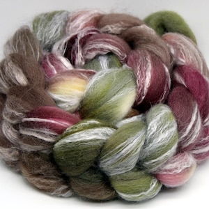 Hand Dyed Merino Bamboo Roving: 21-Micron Fiber for Spinning & Felting (4oz)