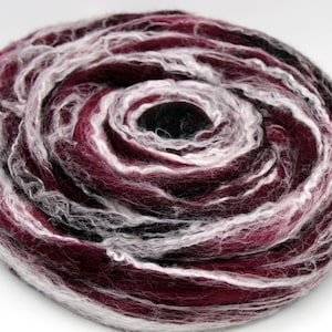 Hand Dyed Dark Cherry Merino Bamboo Fiber: 4oz Spinning Felting Wool