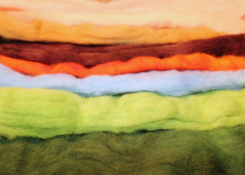 apprx 4oz of 26-28micron felting Hand Dyed Top Spinning fiber Felting fiber supplies multi color felters fiber pack spinning fiber A2419