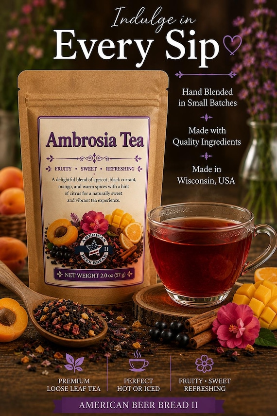 Ambrosia Tea – Apricot Black Currant Mango Loose Leaf Blend (Hot or Iced)