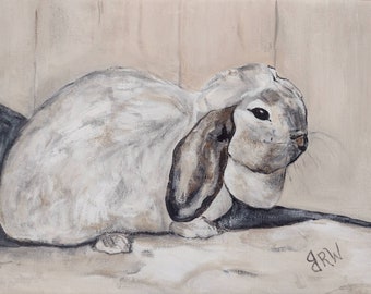 Lop Rabbit, Original Painting, Rabbit Art, Mini Lop rabbit, Bunny painting