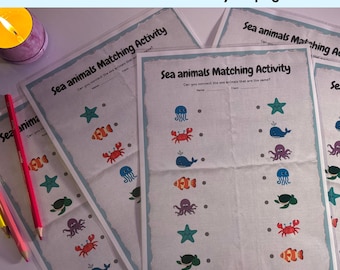 海の生き物マッチングゲーム – 幼児向け海洋アクティビティ（PDFダウンロード）