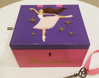 Personalized Ballerina Music Box - locking with key, customizable-3D printed, hand painted