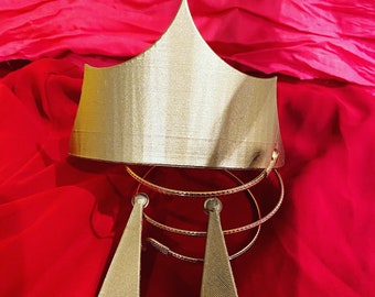 Red Princess Jasmine crown and earrings (snake bracelet not included)- princess Egyptian crown and earrings-studs or clip ons