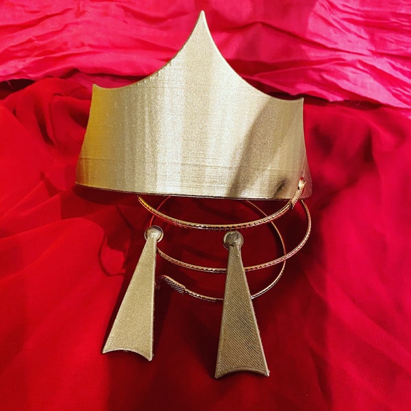 Rote Prinzessin Jasmin Krone und Ohrringe (Schlangenarmband nicht enthalten)- Prinzessin ägyptische Krone und Ohrringe-Posts oder Clip-Ons