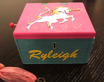 Custom Made Personalized Musical Jewelry Box (Locking with Key)-3D printed, hand-painted