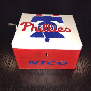 Personalized Phillies Baseball Keepsake or Jewelry Box-plays take me out to the ballgame-3D printed, hand-painted