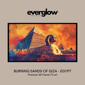 Samsung Frame Tv Art, Landmarks, Egypt, Pyramids, Colorful Paint Frame Tv Art, Burning Sands of Giza, Mystical Egyptian Wall Art