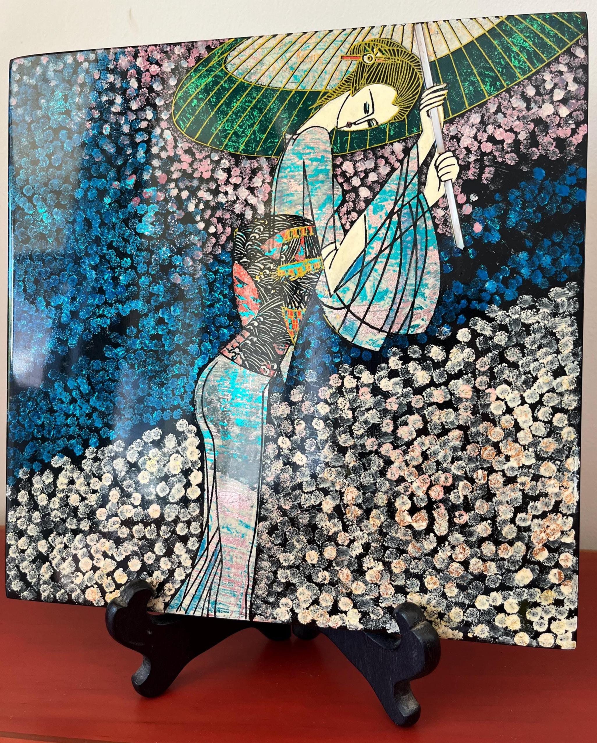 ベトナム 漆画 人物画 ラッカー仕上げ フレーム付き