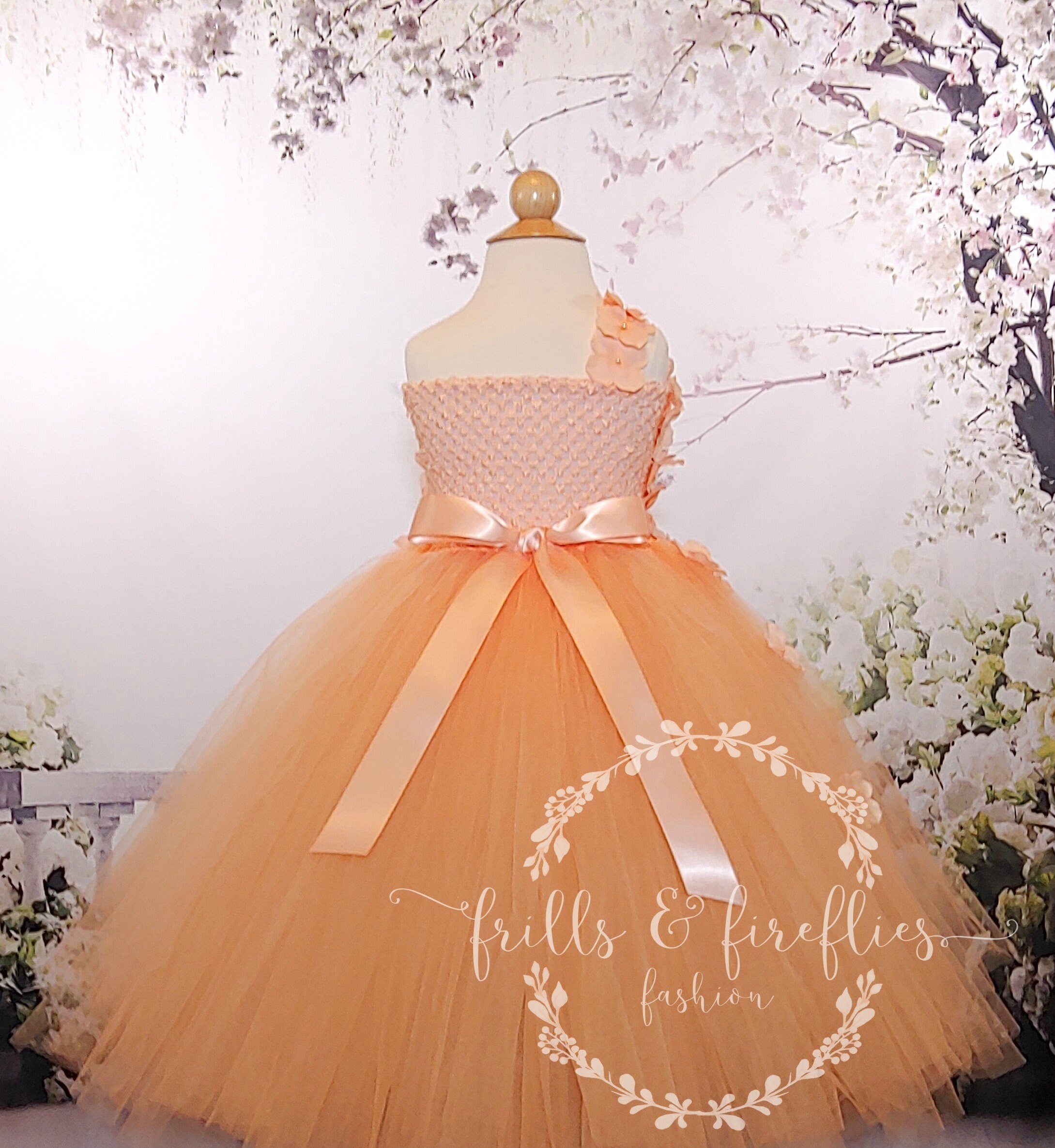 Flower Girl DRESS PEACH One Shoulder Bridesmaid Dress Prom Etsy