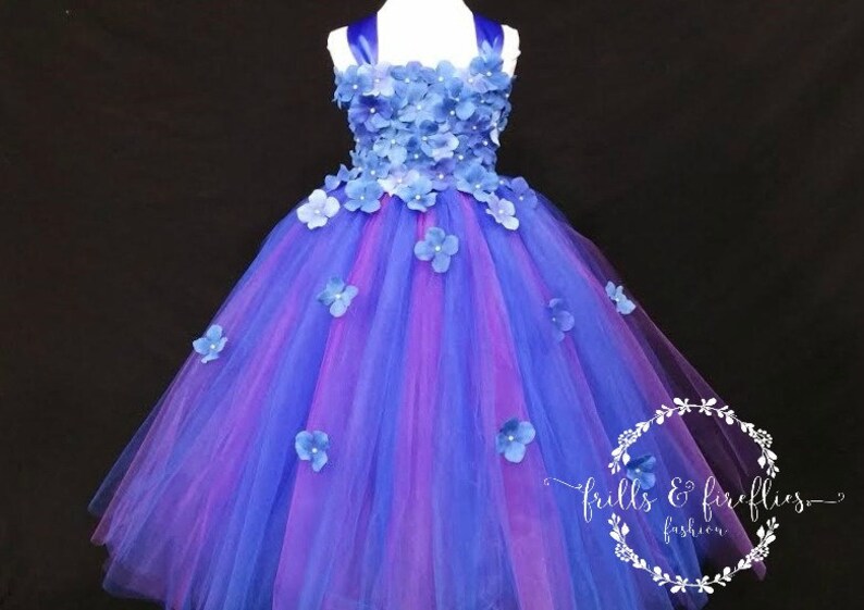 Royal Blue and Plum Flower Girl Dress / Bridesmaid Dress / | Etsy