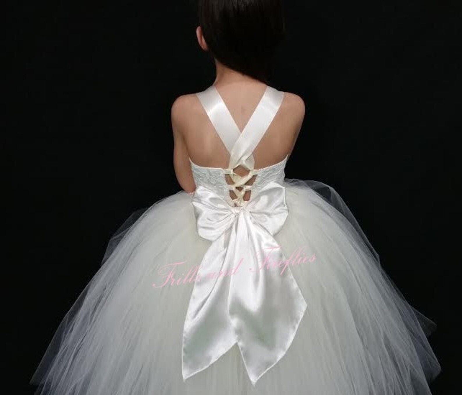 White Ivory or Grey Flower Girl Corset Dress / Bridesmaid Etsy