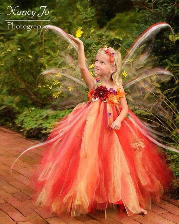 Woodland Fire Fairy Flower Girl Dress ...