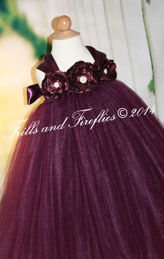 Eggplant Flower girl Dress / Plum Bridesmaid Dress / Prom Etsy