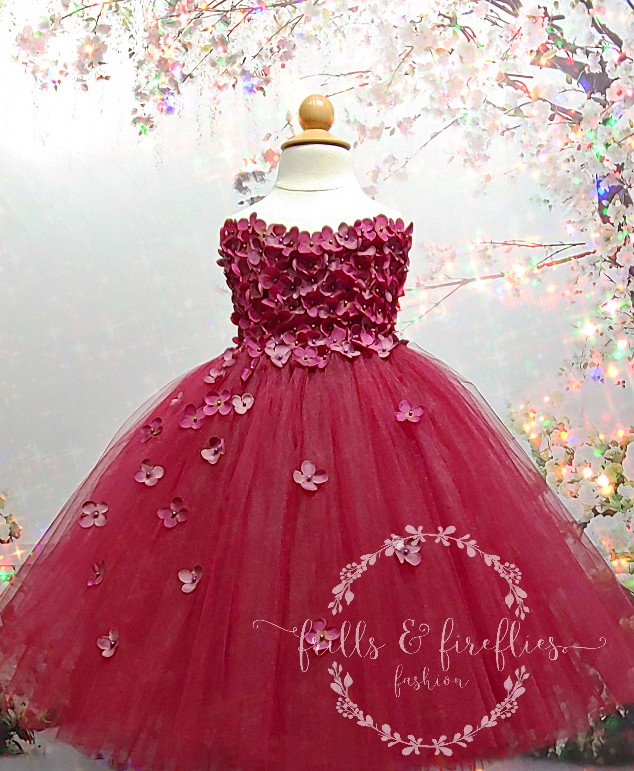 Burgundy/berry STRAPLESS Flower Girl DRESS Flower Girl Dress Etsy