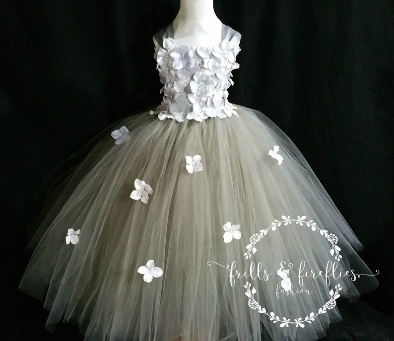 silver grey flower girl dresses