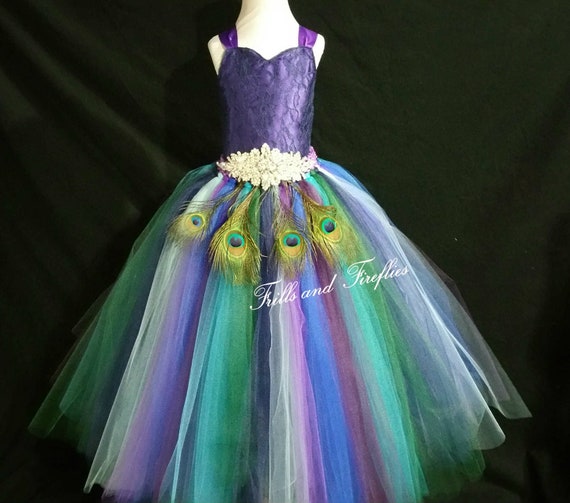 peacock flower girl dress