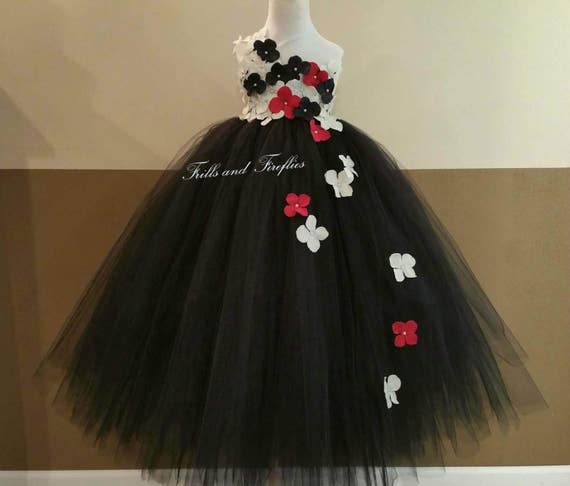 Black White Red Flower Girl Dress Flower Girl Dresses Etsy
