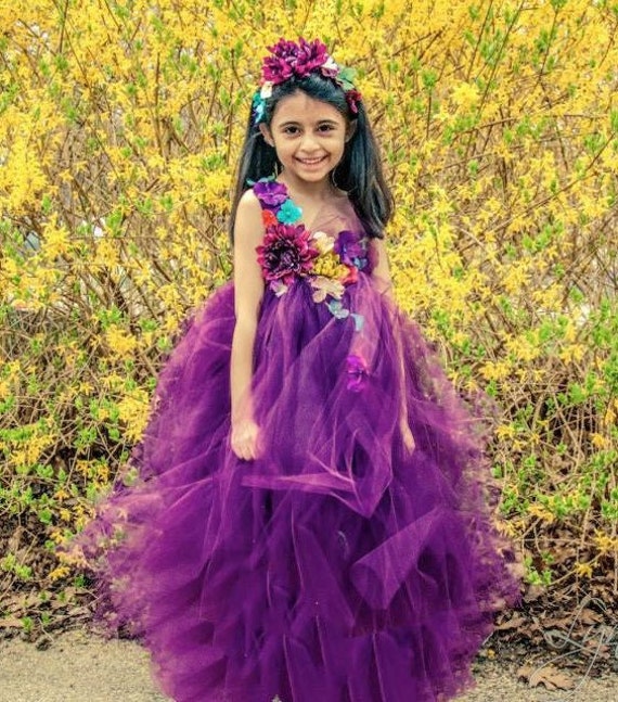 Purple Colour Flower Girl Dress