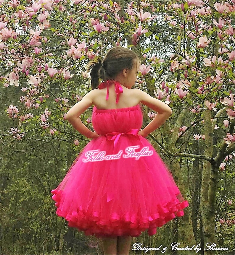 Bright Pink Flower Girl Halter DressBridesmaid DressGirls DressesProm DressSummer DressSimple Wedding DressFormal DressWeddingGift
