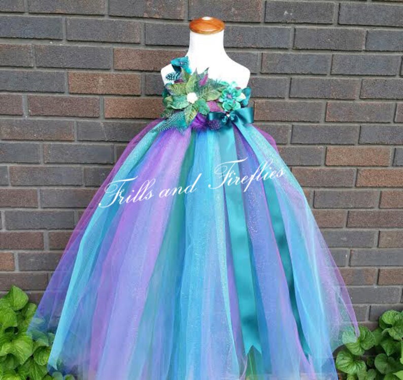 Peacock Colored Flower Girl Dresses