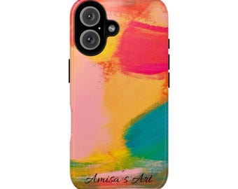 Coque de portable artistique, coques résistantes colorées de protection, accessoires de téléphone uniques, cadeau pour les amateurs d'art, coque au design éclatant