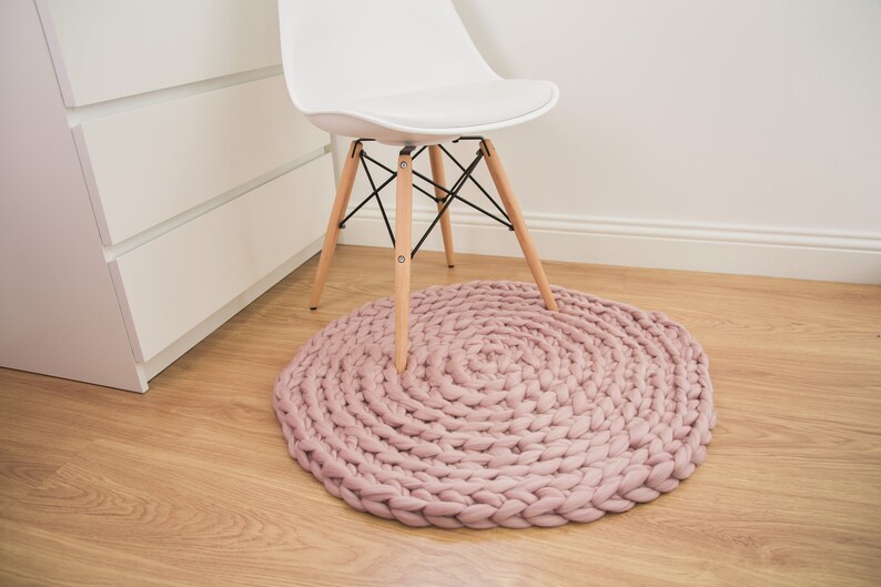 Chunky Knit Round Rug Etsy