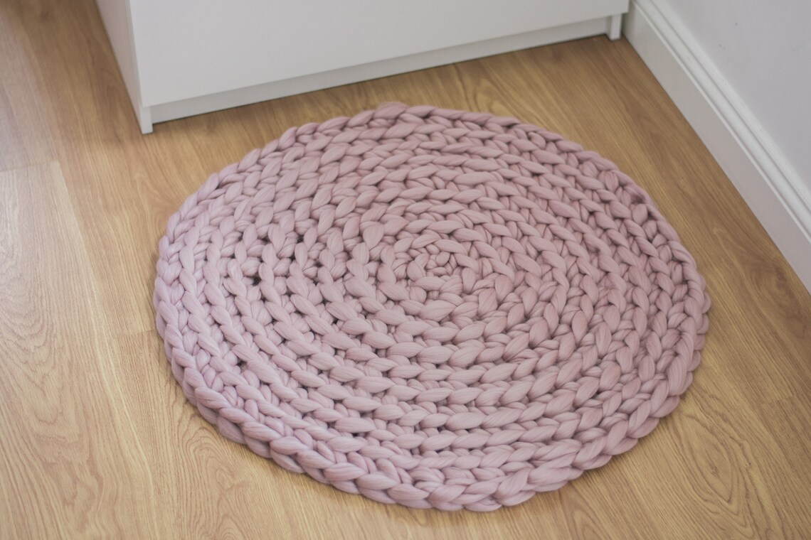 Chunky Knit Round Rug Etsy