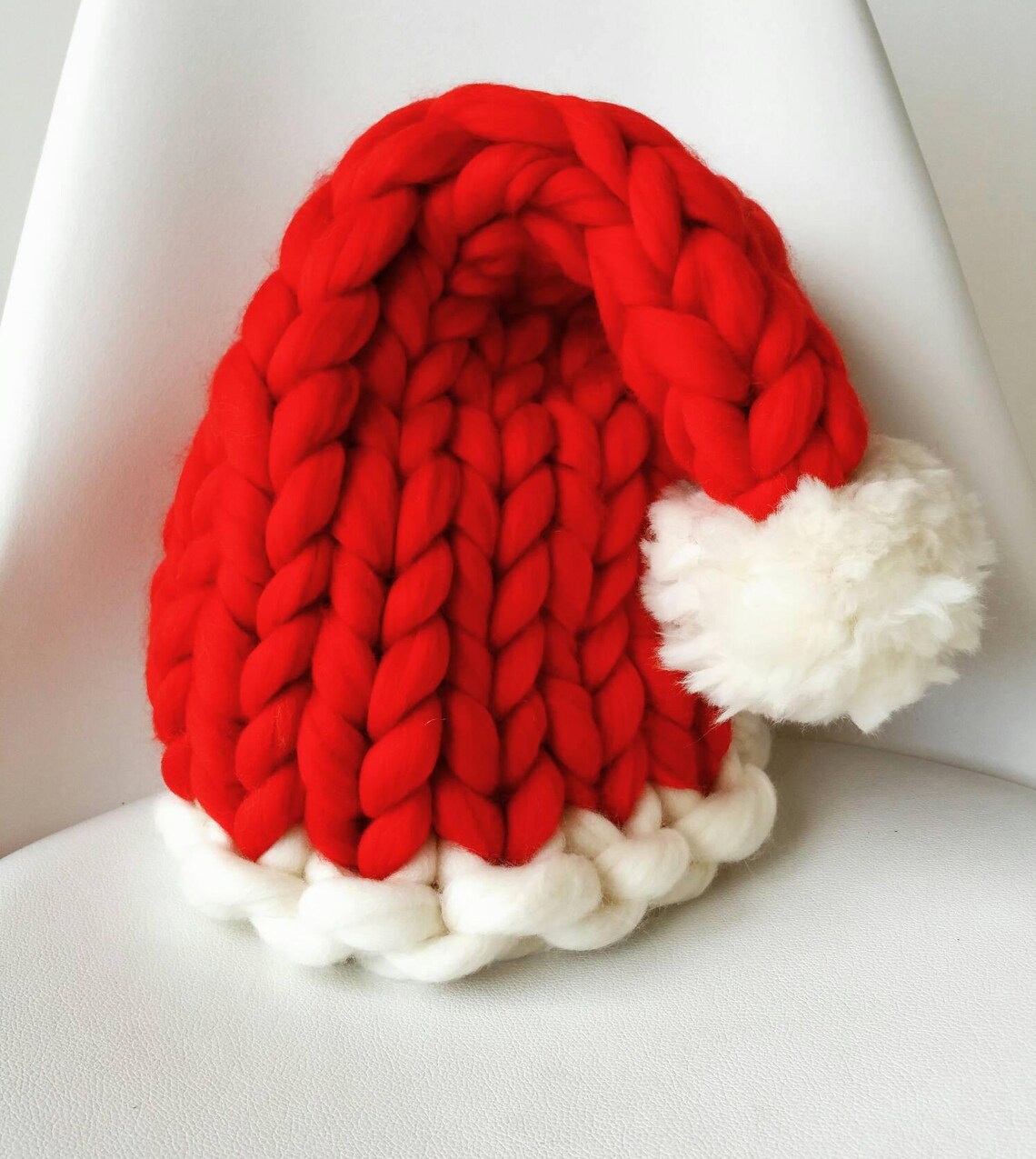 Chunky Knit Santa Hat Christmas Gift for Her Etsy