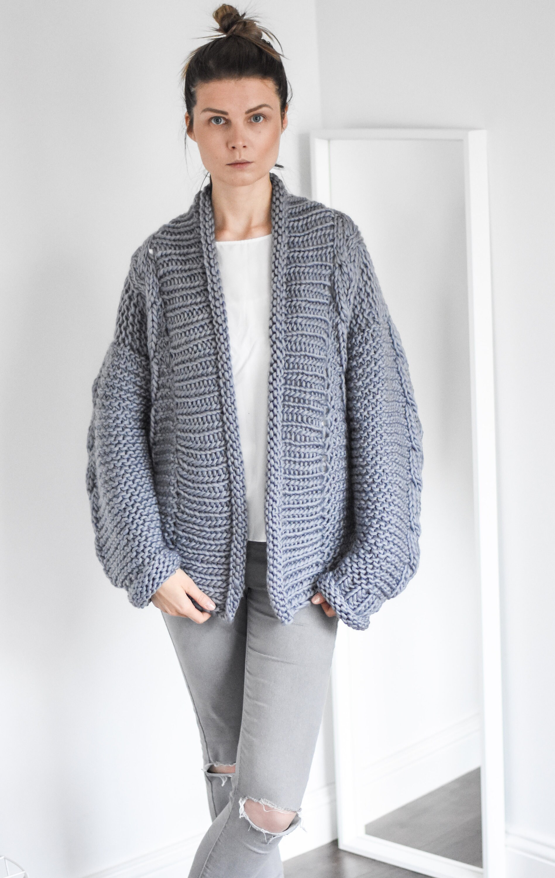 Chunky knit cardigan five feet apart deals