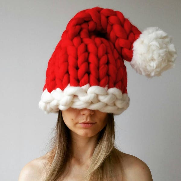 Chunky Knit Santa Hat Christmas gift for her